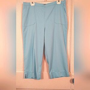 Alfred Dunner Womens Crop Slit And Silver Studded Robin Egg Blue, Sz 14 Spring